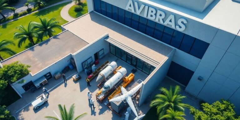 Técnicos trabalhando na Avibras em São José.