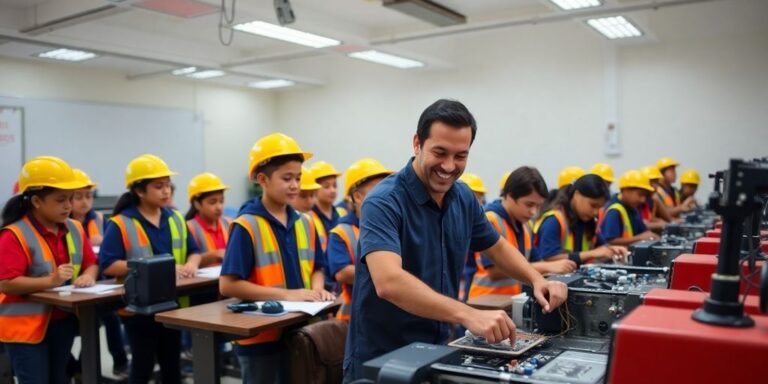 Jovens aprendendo em sala de aula técnica em Bauru.