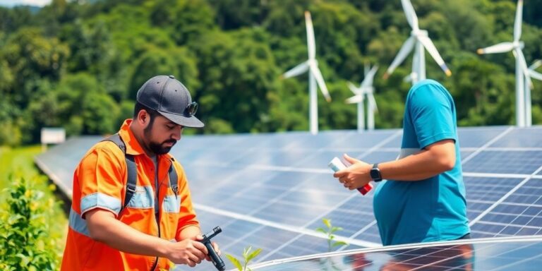 Técnicos trabalhando com energia renovável na Raízen.