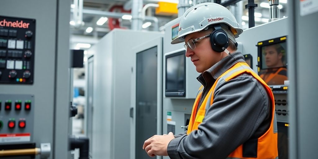 Técnico da Schneider Electric em automação industrial.