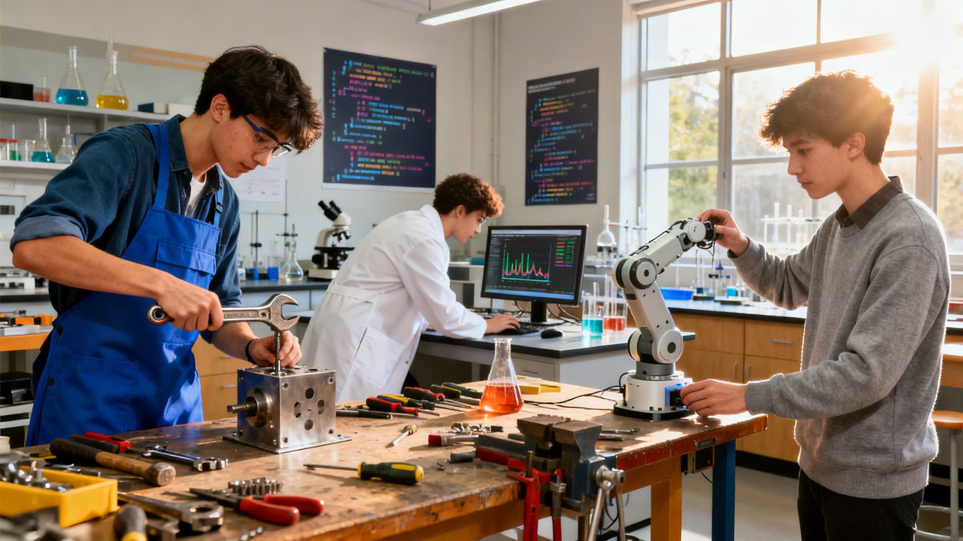 Estudantes em cursos técnicos Faspec aprendendo e praticando.