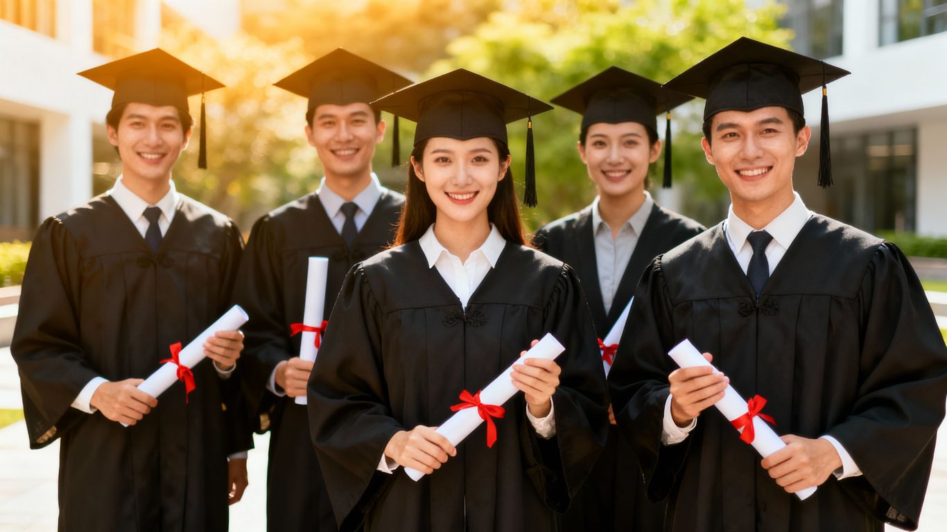 Tecnólogos Faspec sorrindo com diplomas em mãos.