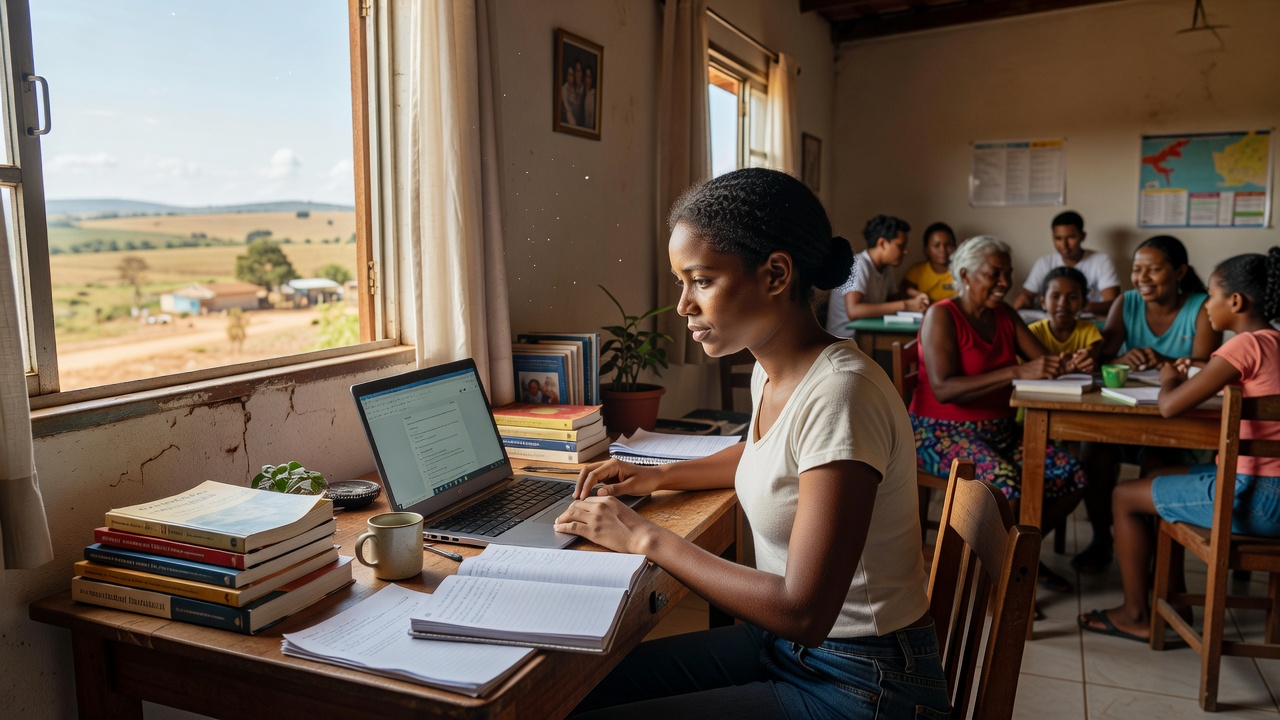 Estudante acessando oportunidades de educação superior