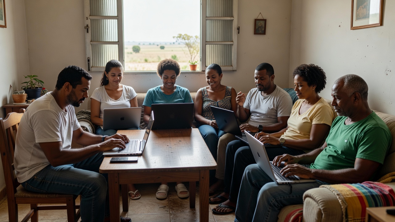 Pessoas estudando EAD com foco em inclusão digital