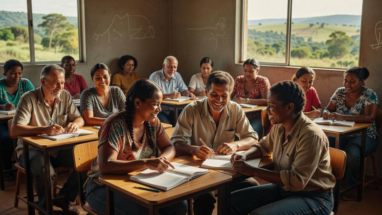 Estudantes da EJA em sala de aula em Mato Grosso