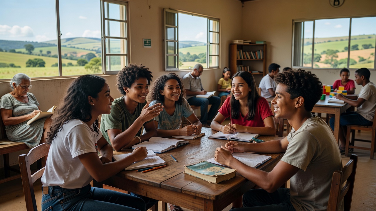 Jovens discutindo educação no Brasil