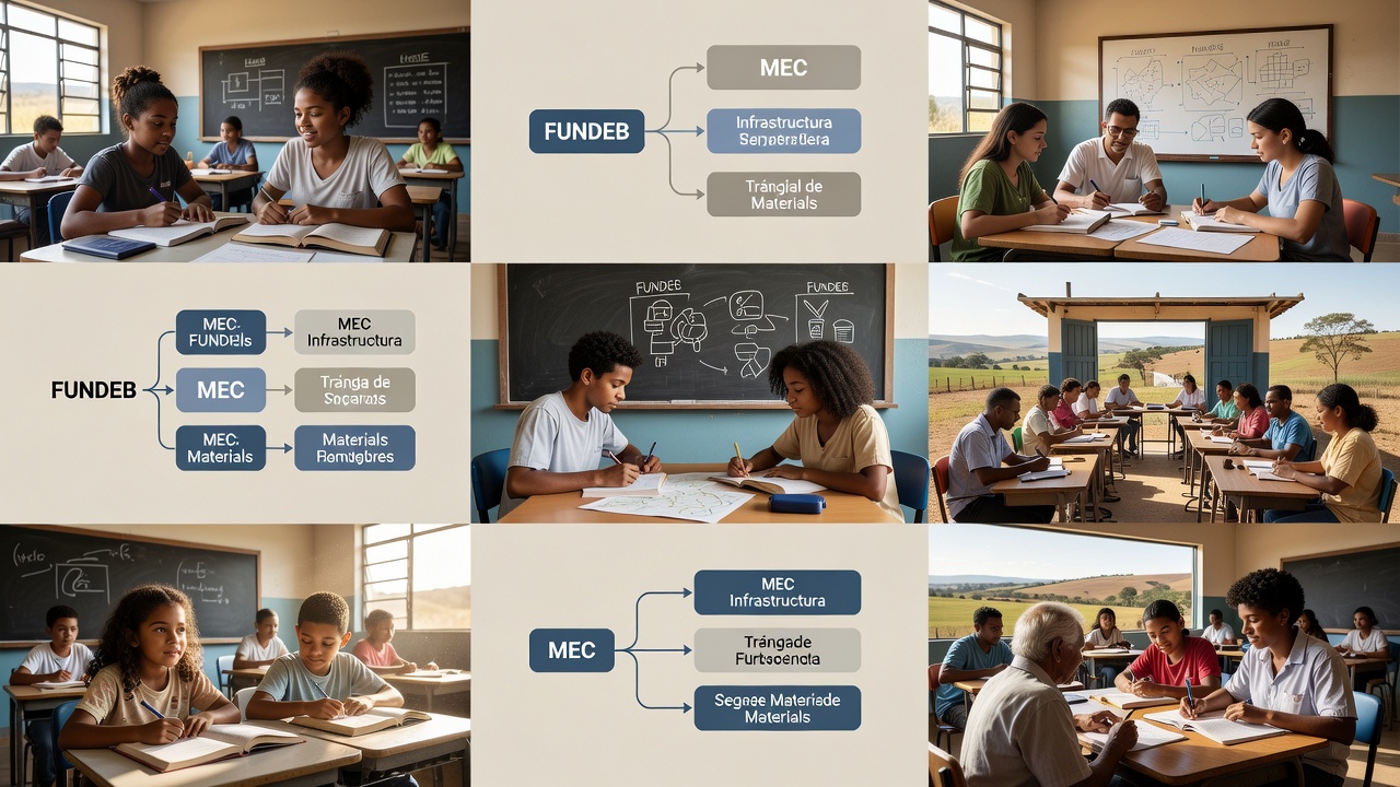 Ilustração sobre fluxo de financiamento educacional no Brasil