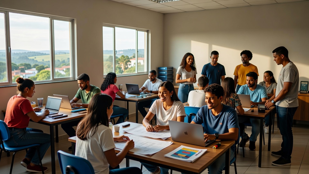 Estudantes em aula de curso técnico em Cuiabá