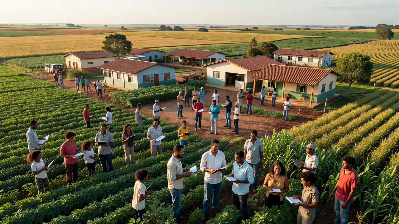 Campos agrícolas no Centro-Oeste com foco em educação técnica