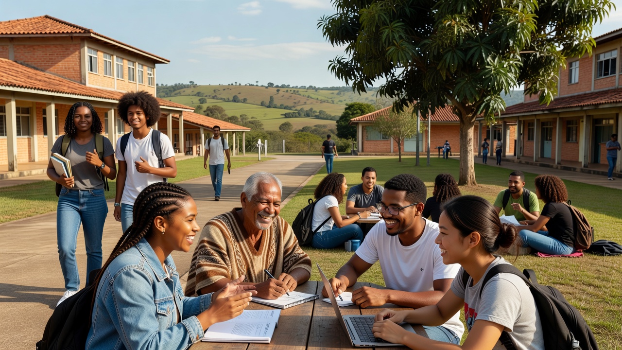 Estudantes em universidade federal acessando assistência estudantil