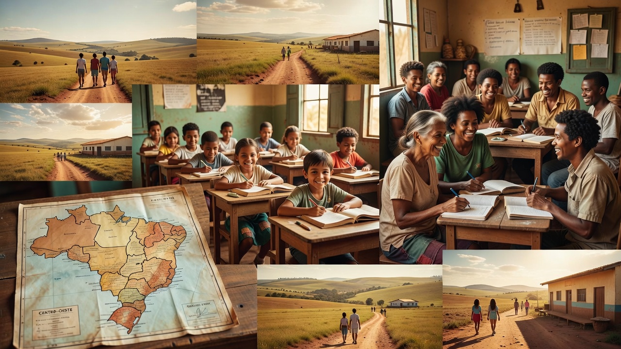 Mapa do Brasil mostrando disparidades educacionais por região